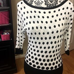 WHITE HOUSE BLACK MARKET SWEATER SIZE S POLKA DOTS